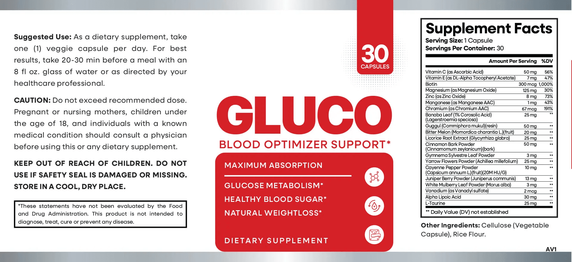 Enhanced ingredient label and supplement facts